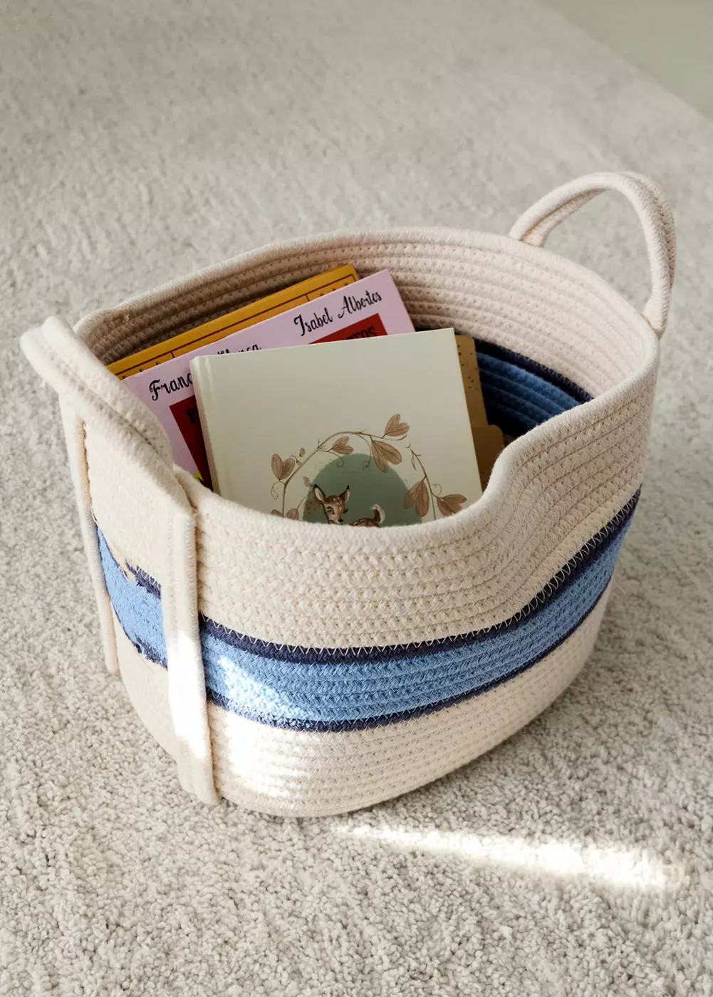 Petit panier en coton à rayures, MANGO HOME