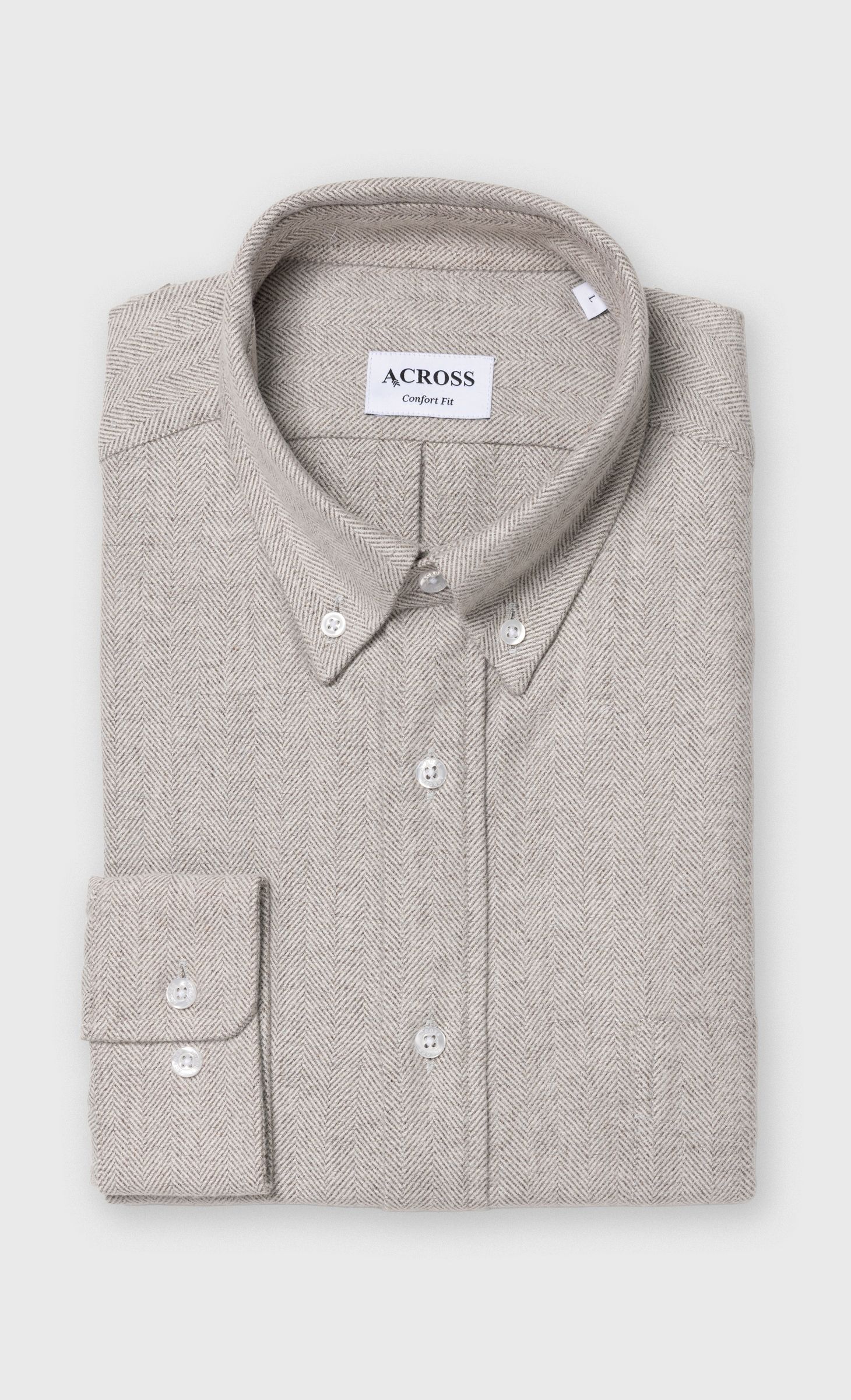Chemise Confort fit à chevrons en flanelle e, ACROSS