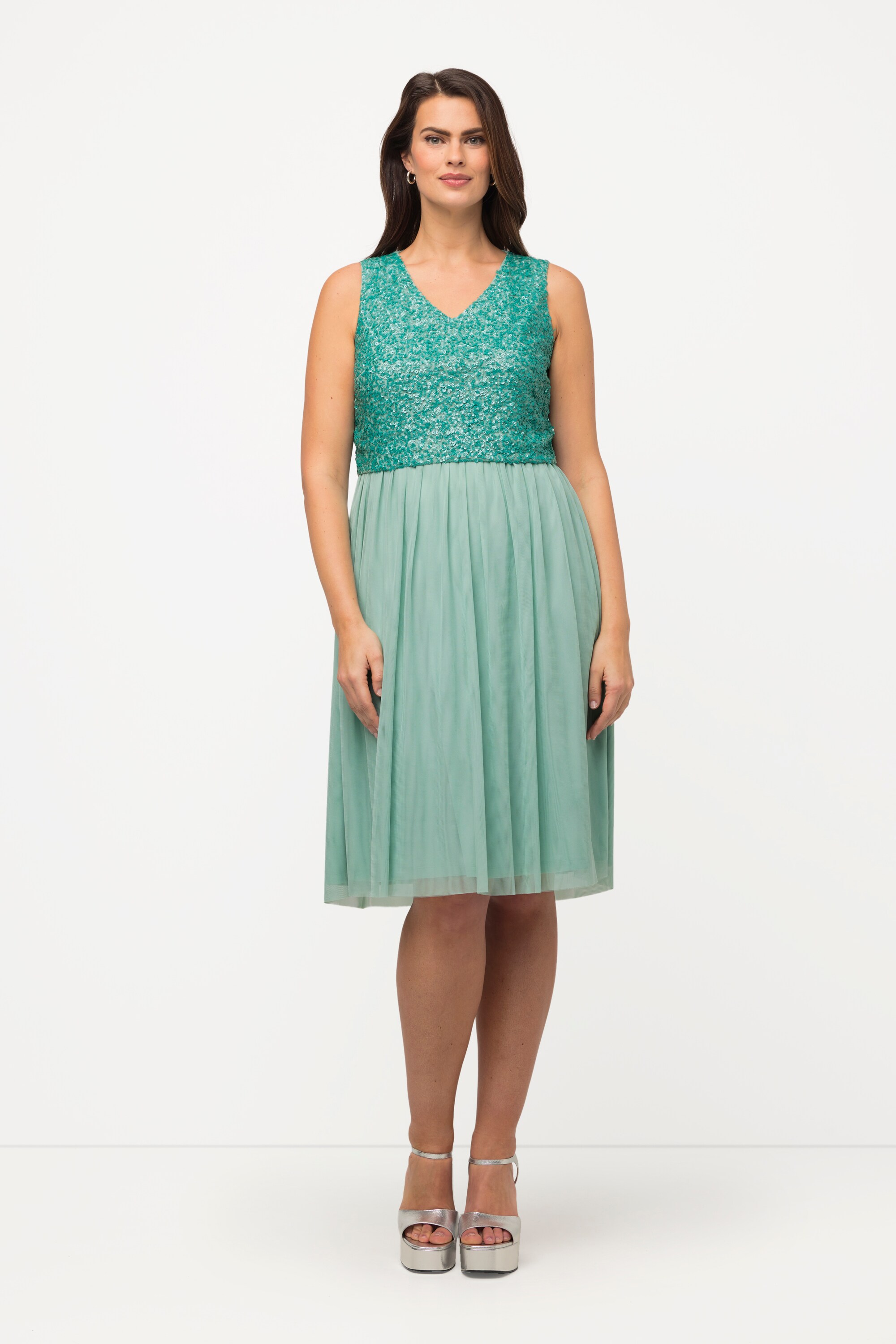 Robe midi à paillettes, sans manches, ULLA POPKEN