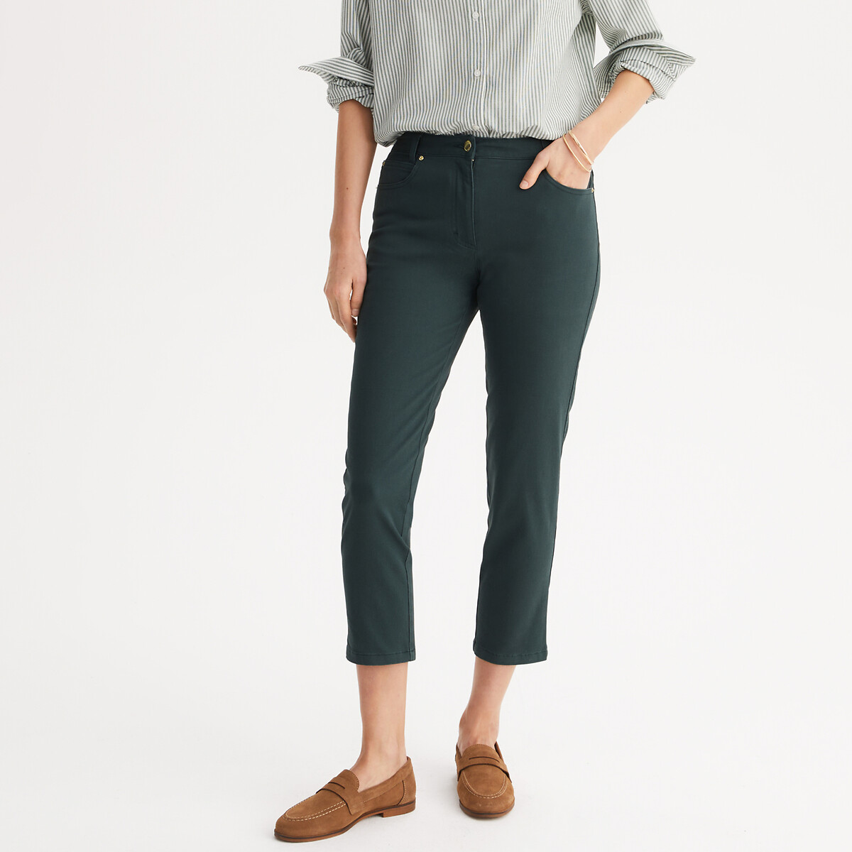 Rechte 7/8 broek, stretchkatoen
