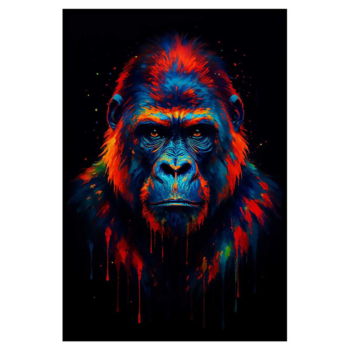 Affiche encadrée gorille art multicolore, HEXOA
