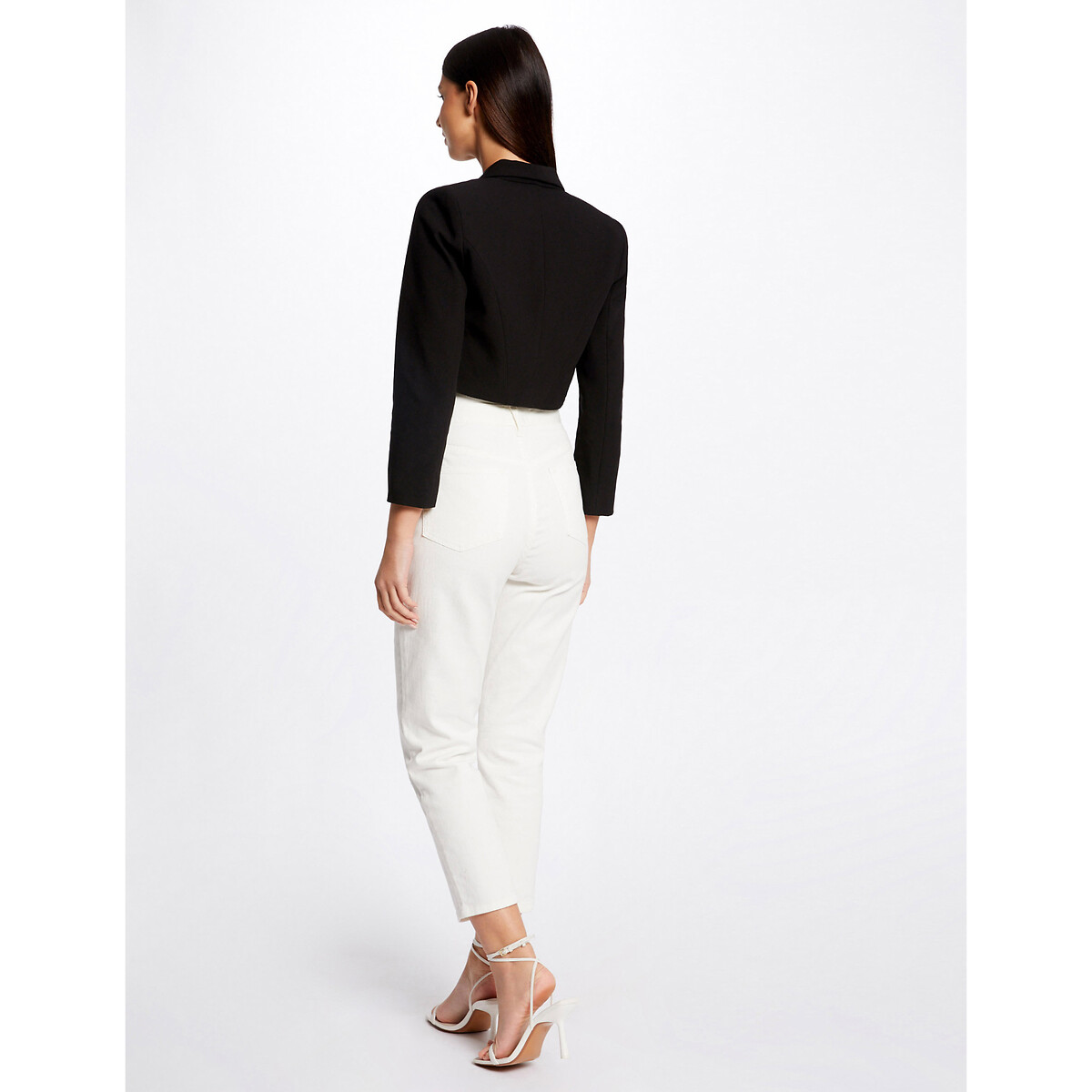 Chaqueta Bolero Recta Off White Morgan - Mujer