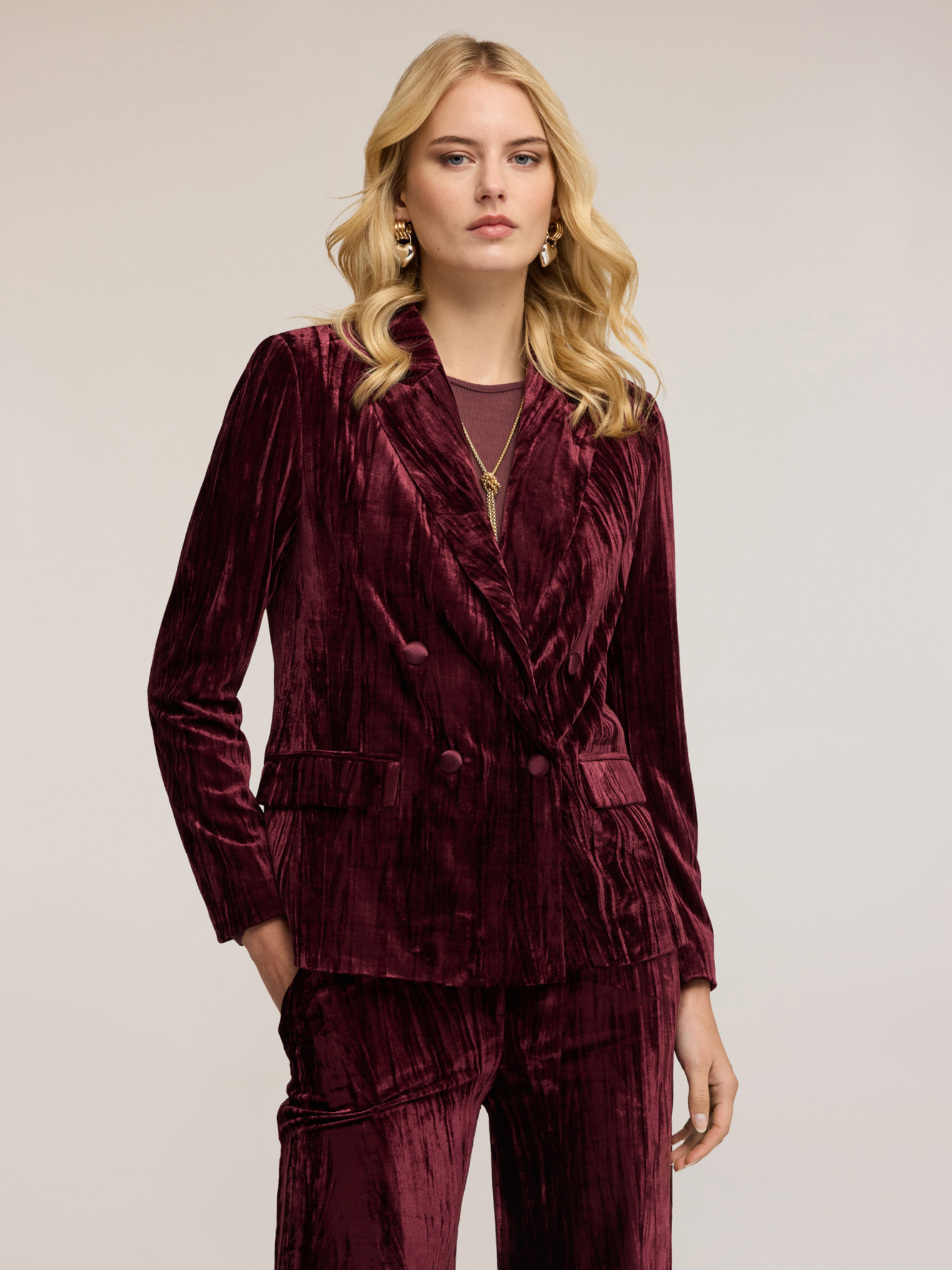 Blazer en velours plissé double boutonnage, MOTIVI