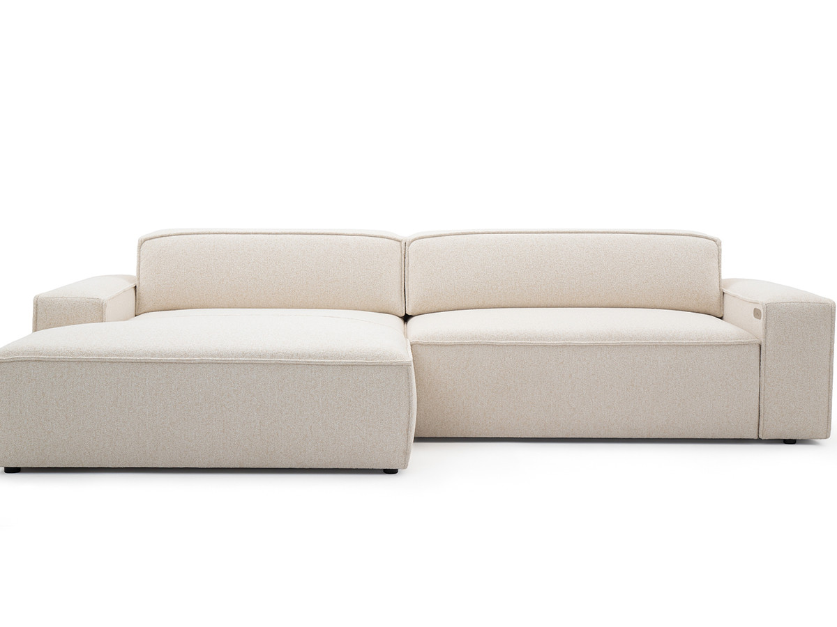 Canapé d'angle convertible 3 places en tissu chiné, ABEL, BOBOCHIC
