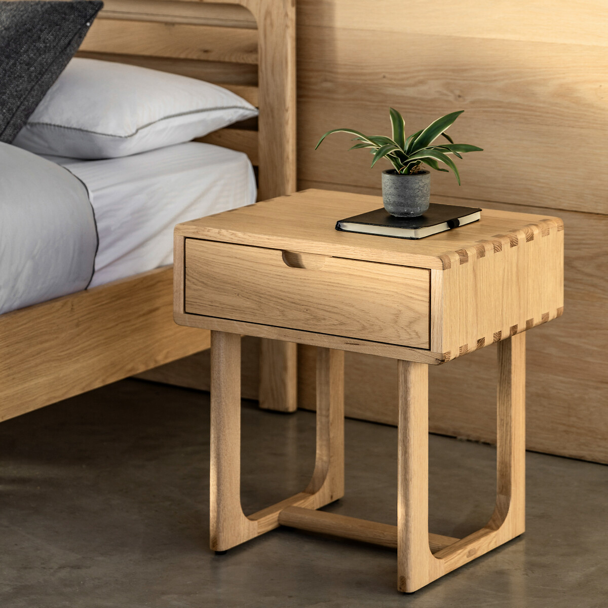 Fallon Oak 1 Drawer Bedside Table, ÉDITÉ