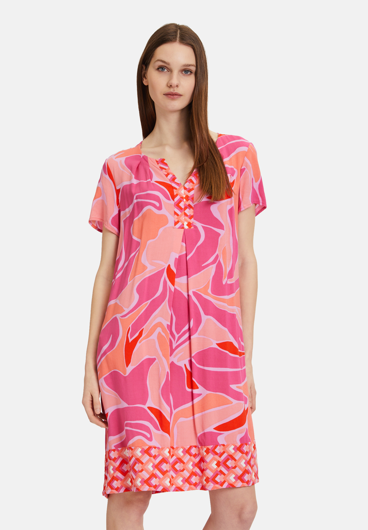 Mini Robe/tunique Manches 3/4 Principal By Bende L.isi Taille 14 - Rose/blanc/noir - Occasion Très Bon état