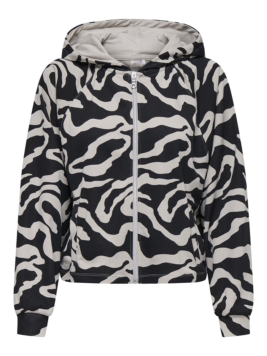 Sweat zippé à capuche, motif graphique