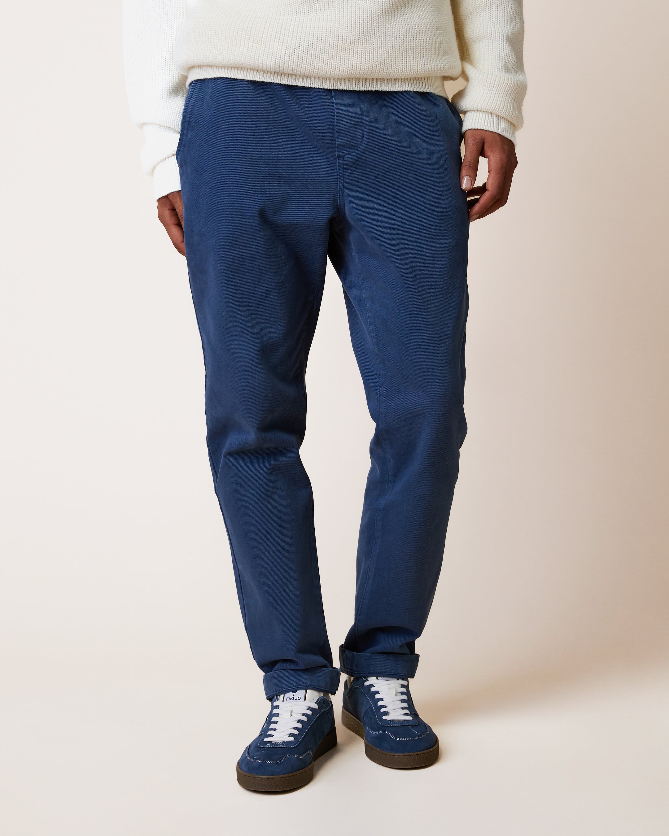 Pantalon élastique en tissu sergé, FAGUO