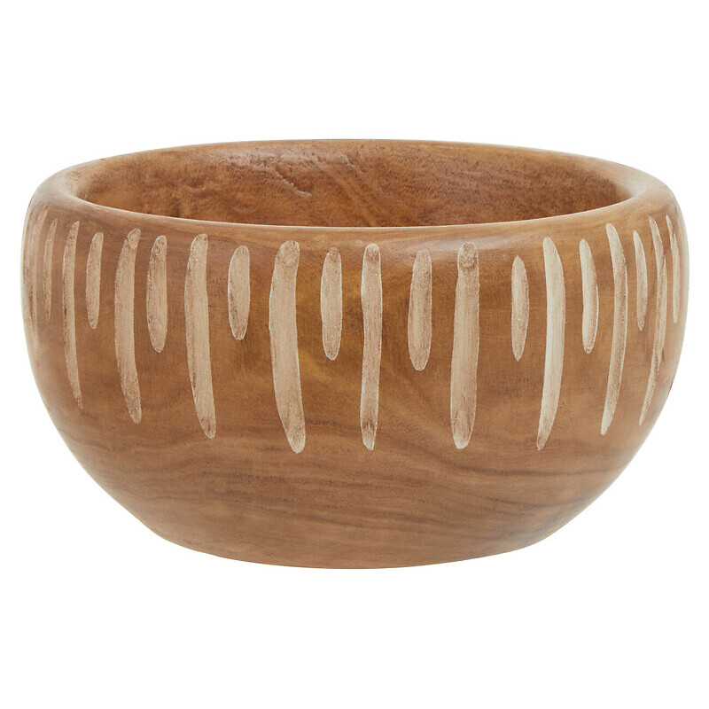 Small Brown And Natural Carved Round Bowl, FIFTY FIVE SOUTH