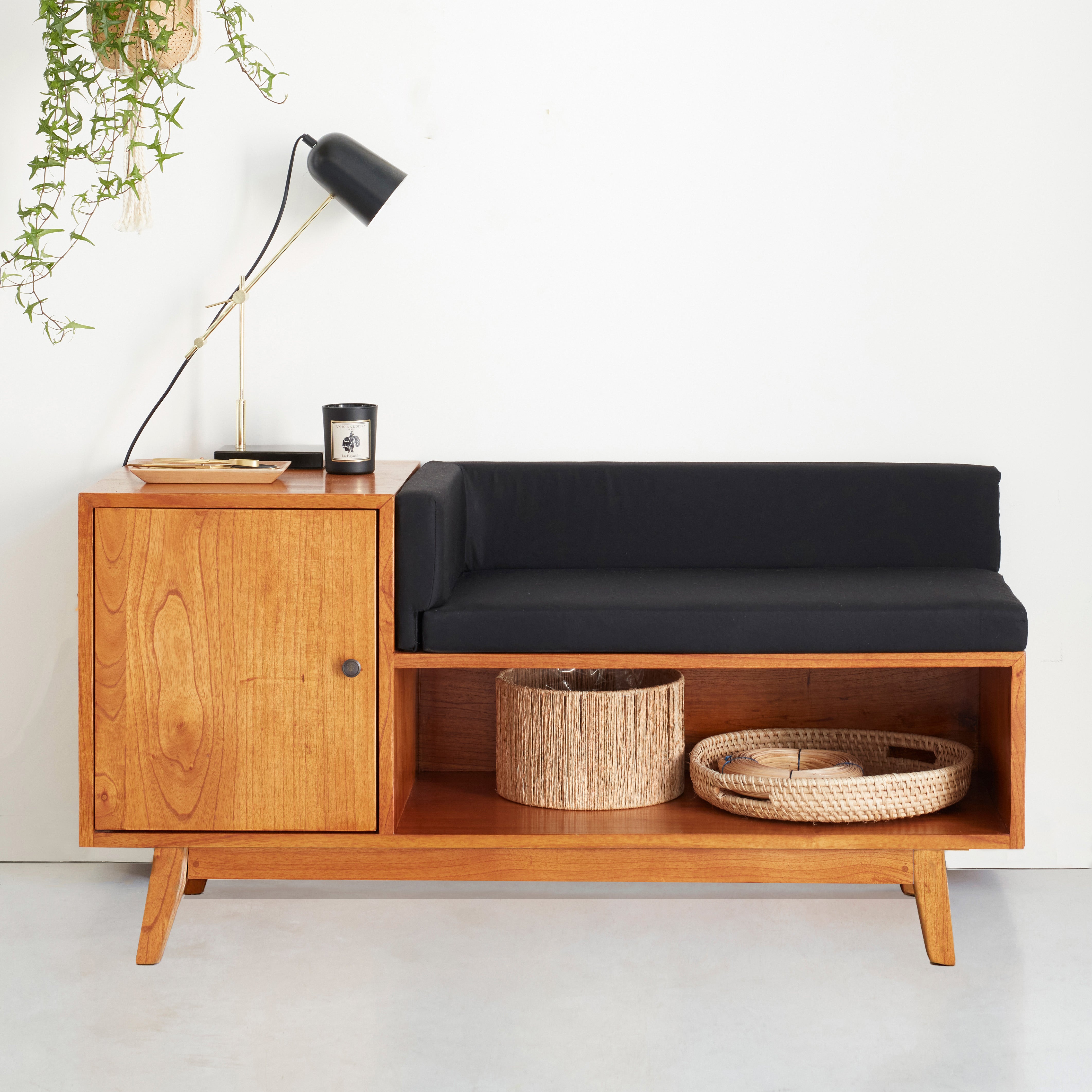 Banc en bois massif avec coussins CELESTE, BERAH GETAH