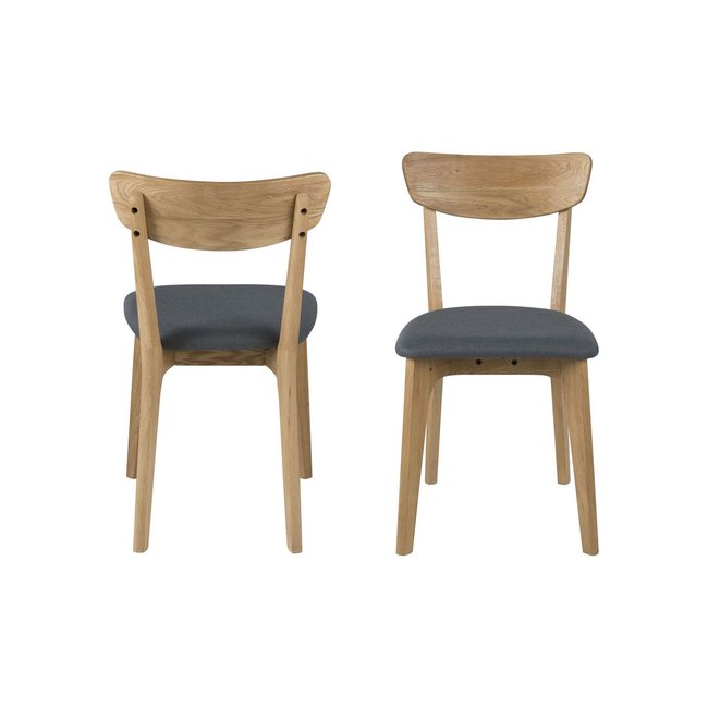 Chaises moderne en bois et tissus (lot de 2) - PAIXA Couleur gris <span itemprop=