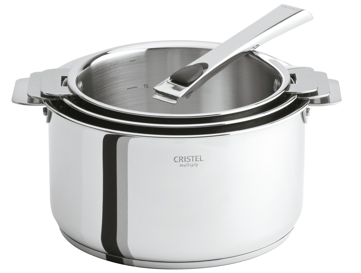 Série de casseroles en inox Multiply + poignée amovible CASTELINE, CRISTEL