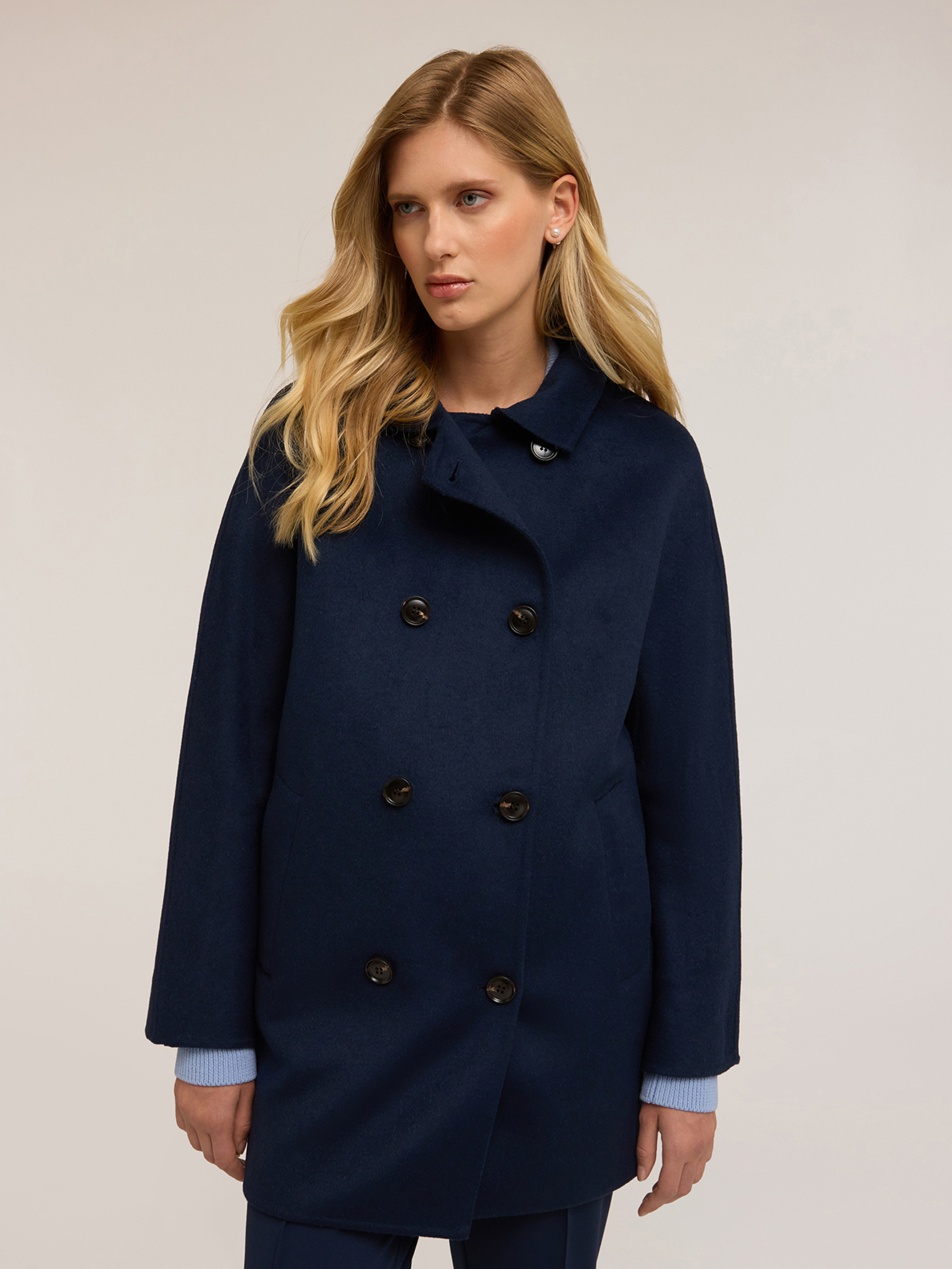 Manteau croisé en tissu mélangé de laine, MOTIVI