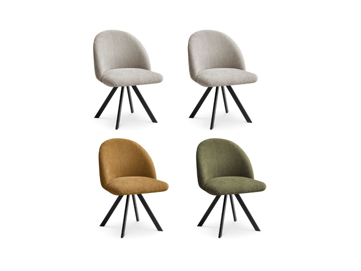Lot de 4 chaises tissu texturé, LALIE, BOBOCHIC
