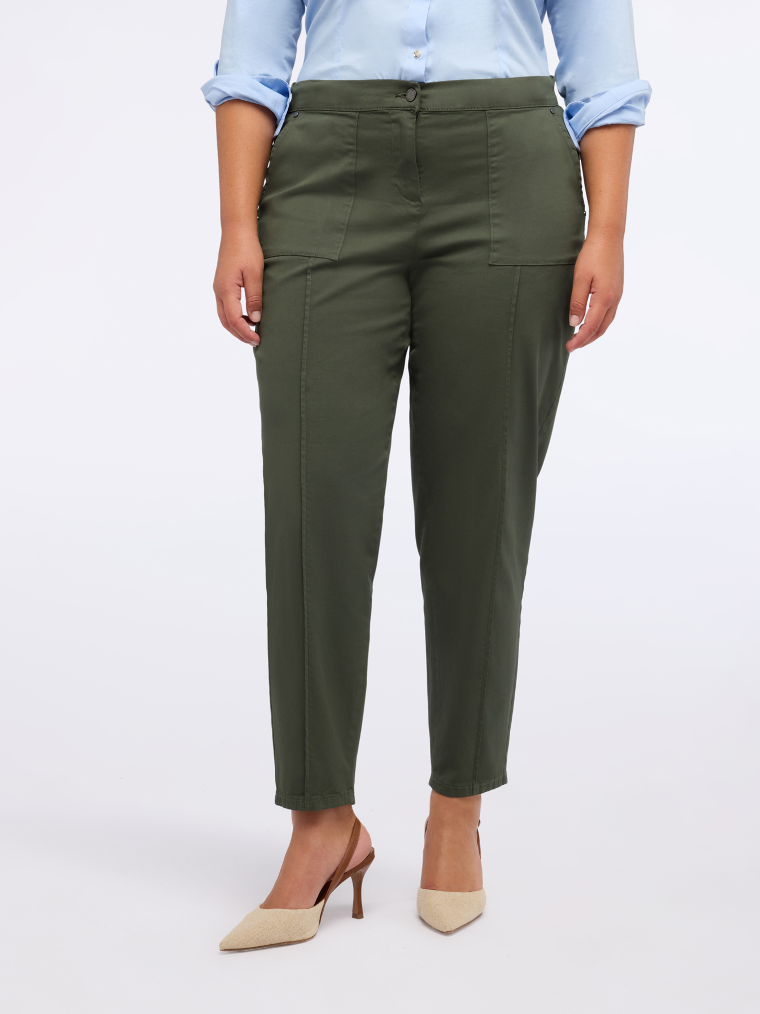 Pantalon coupe carotte en mélange de coton, FIORELLA RUBINO