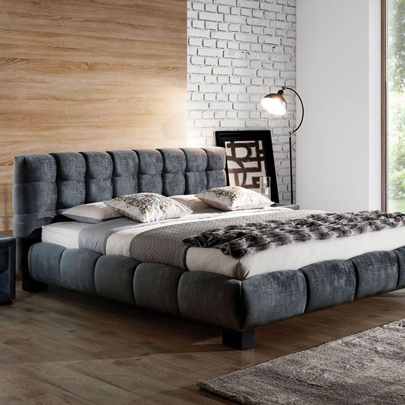 lit double rembourre velours belli