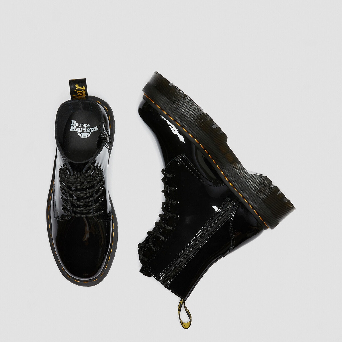 Boots plateforme en cuir verni jadon patent noir Dr. Martens La