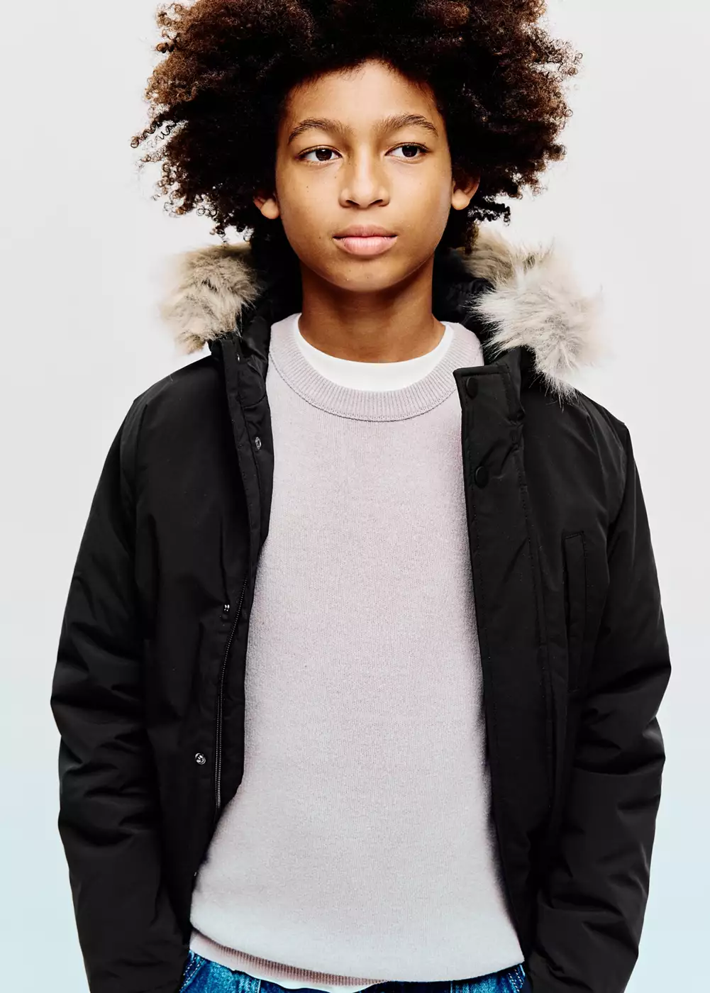 Anorak matelassé capuche imitation fourrure, MANGO KIDS