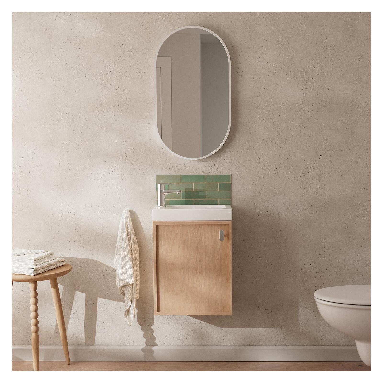 Ensemble meuble lave-mains en chêne + miroir FRAME, MOB IN