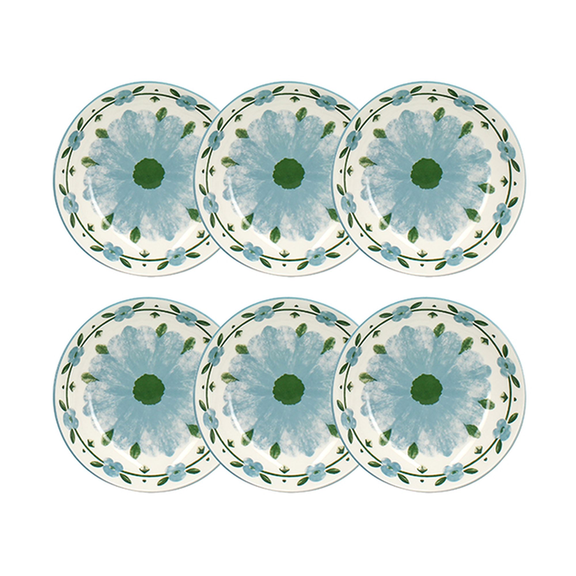 Lot de 6 assiettes creuses 20cm en porcelaine, PRIMAVERA, NOVASTYL