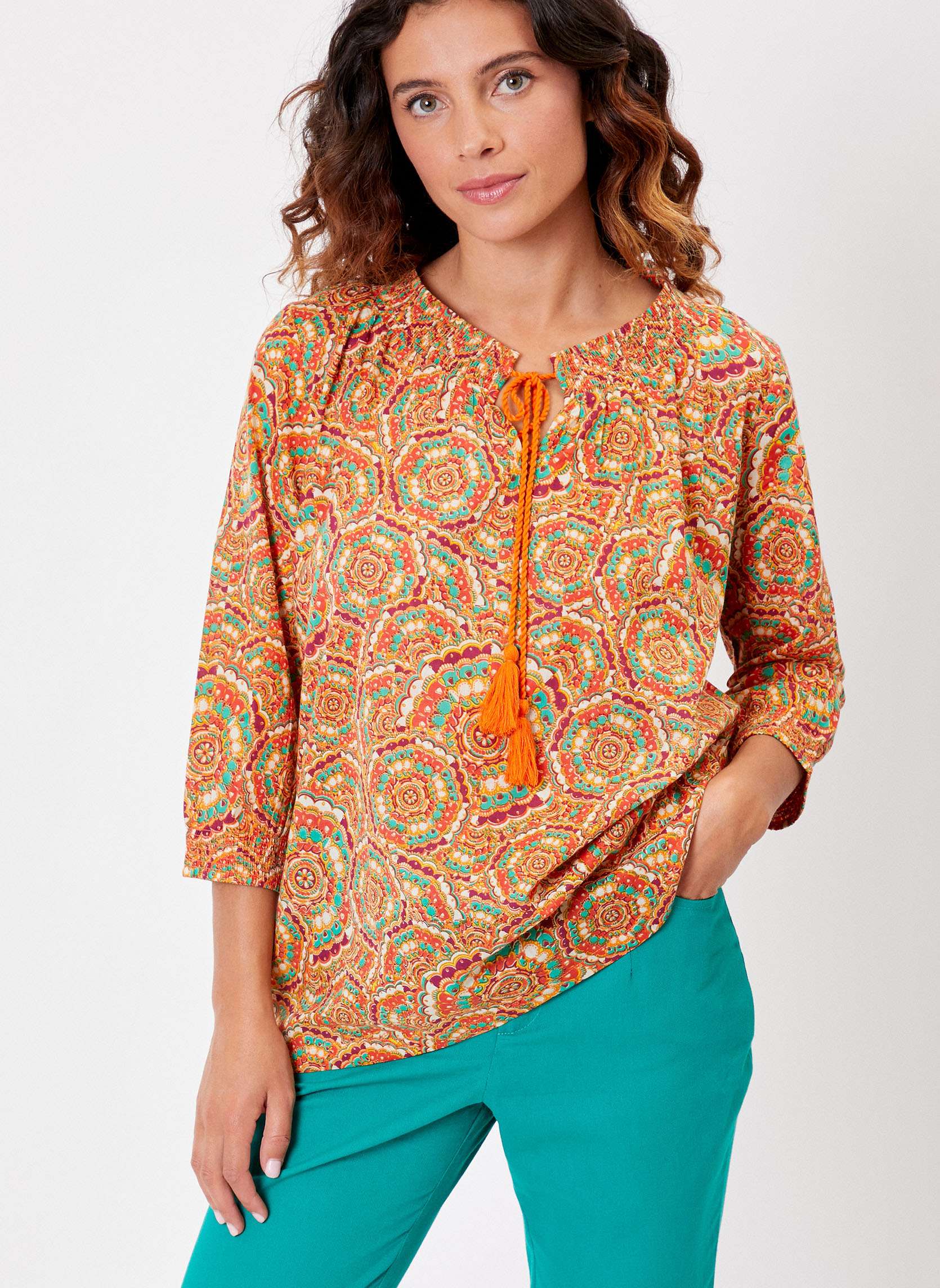 Blouse imprimée ample voile de coton bio MEHAN, LA FIANCÉE
