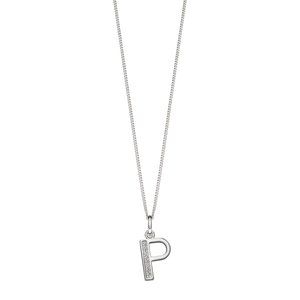 Sterling Silver Art Deco Initial 'P' Pendant with Cubic Zirconia Stone Detail BEGINNINGS image