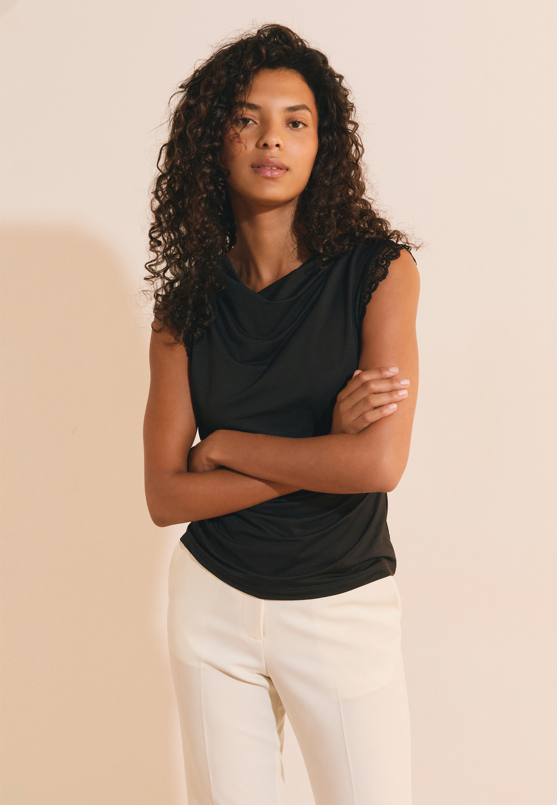 T-shirt sans manches plissé avec détails dentelle AUGUSTIN TS, ETAM