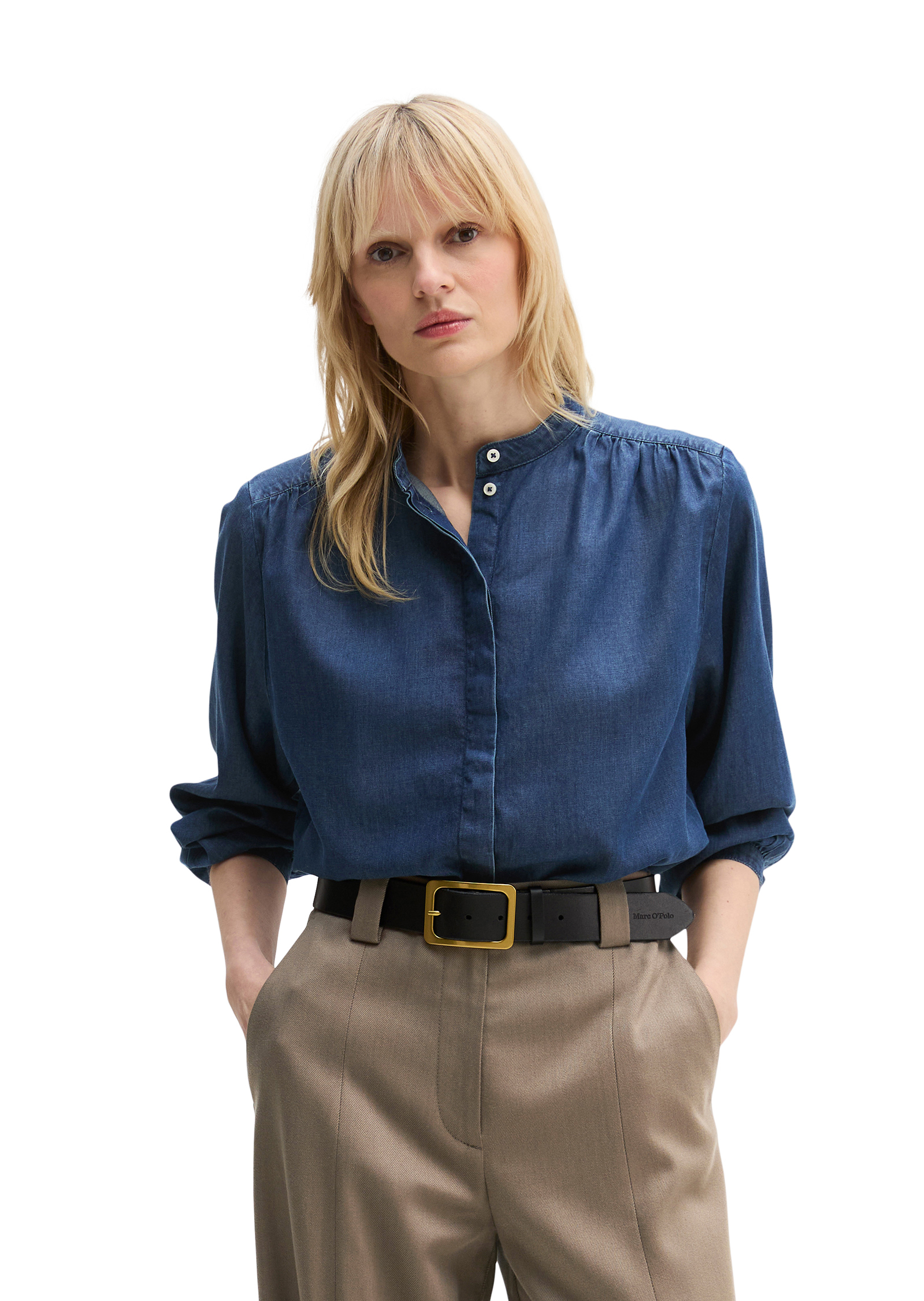 Blouse en jean loose en lin mélangé, MARC O'POLO