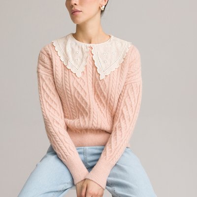 2-in-1 Jumper/Sweater in Cable Knit with Peter Pan Collar LA REDOUTE COLLECTIONS