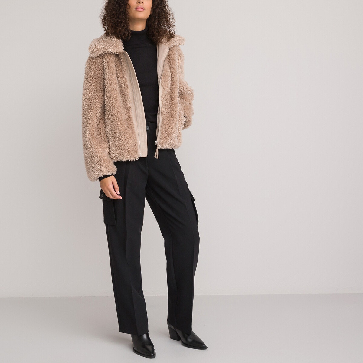 Manteau duveteux sales beige