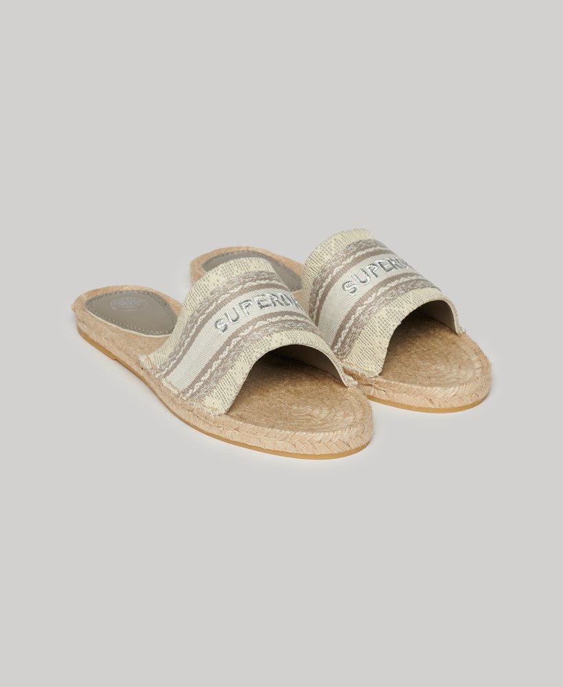 Mules compensées style espadrille en toile, SUPERDRY
