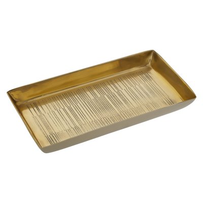 23cm Etched Line Gold Finish Tray SO'HOME