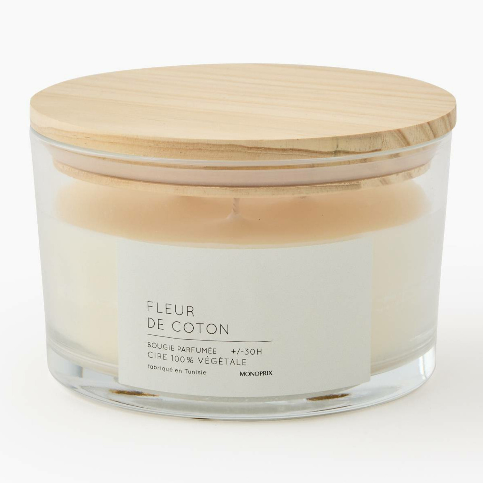 Verre avec bougie en cire végétale parfumé, MONOPRIX
