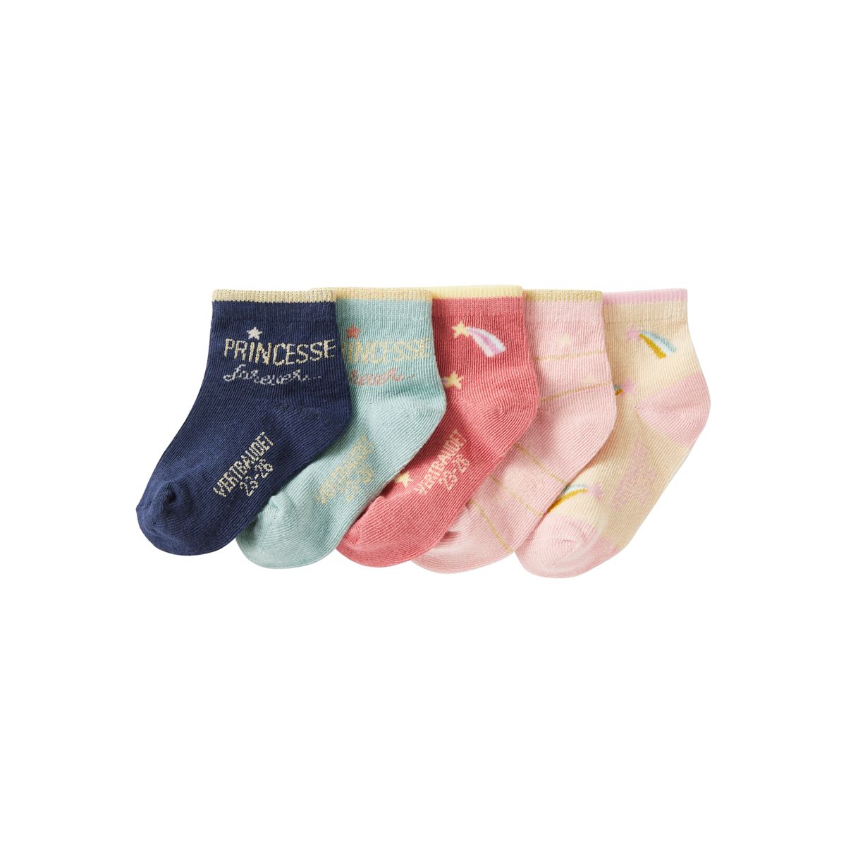 Vertbaudet Lot de 5 paires de mi-chaussettes filles fantaisie