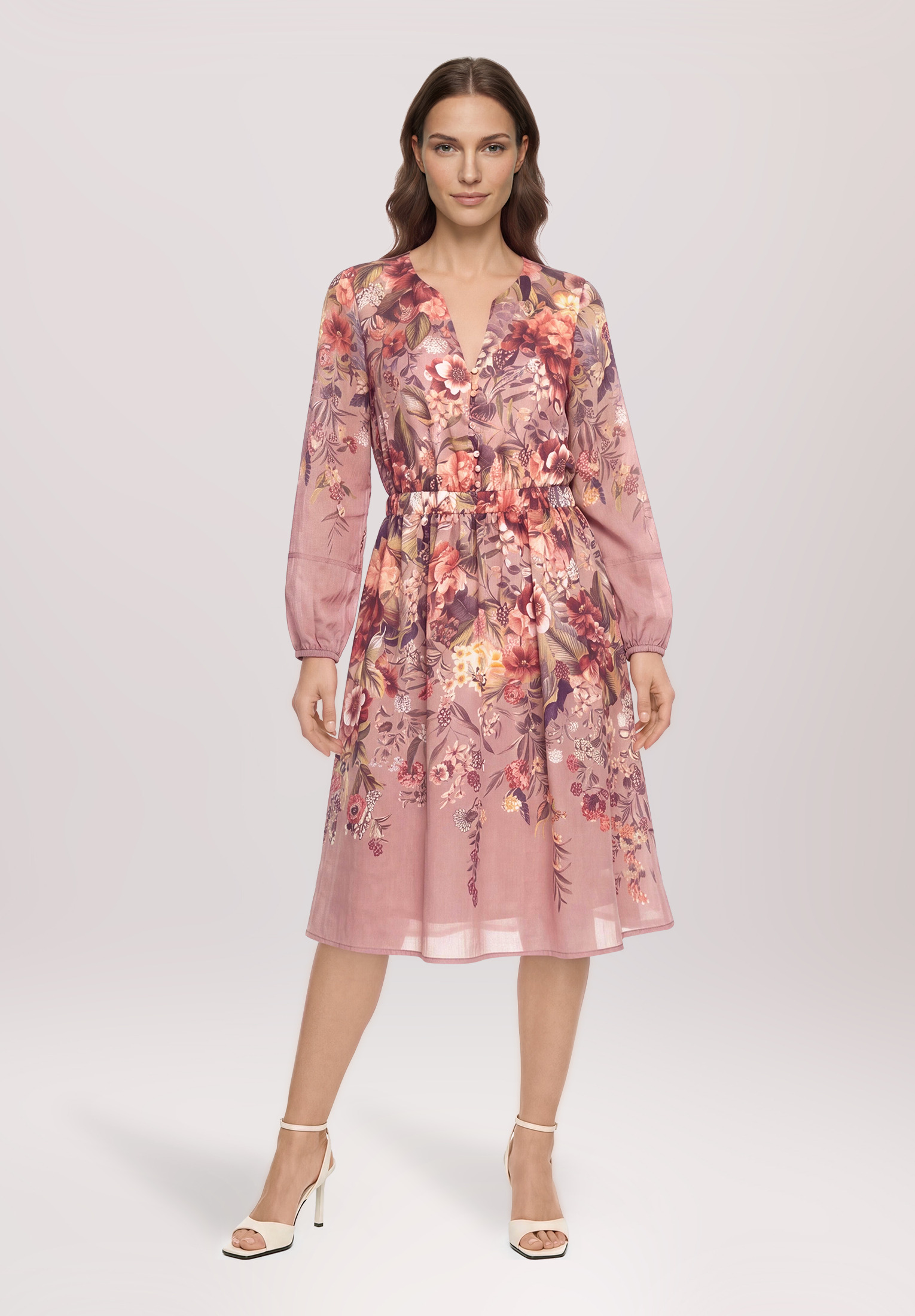 Robe longueur midi à imprimé, VERA MONT