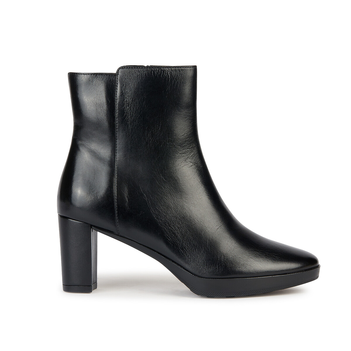Walk Pleasure Ankle Boots in Leather with Block Heel and Zip Fastening