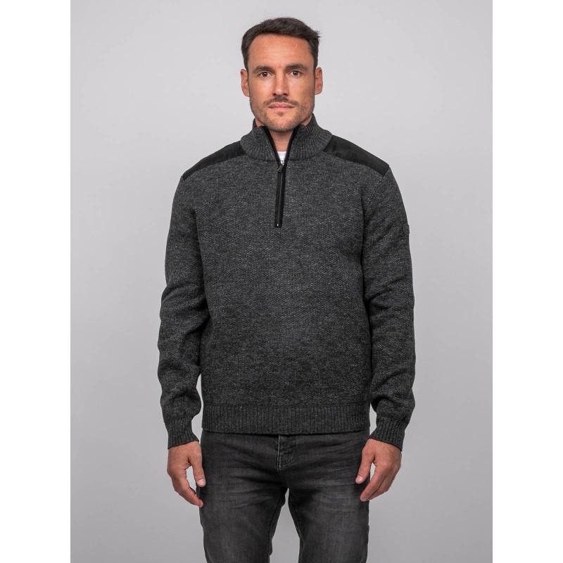 Pull Camionneur Zippé Empiècements Suédine Lotiron, RITCHIE