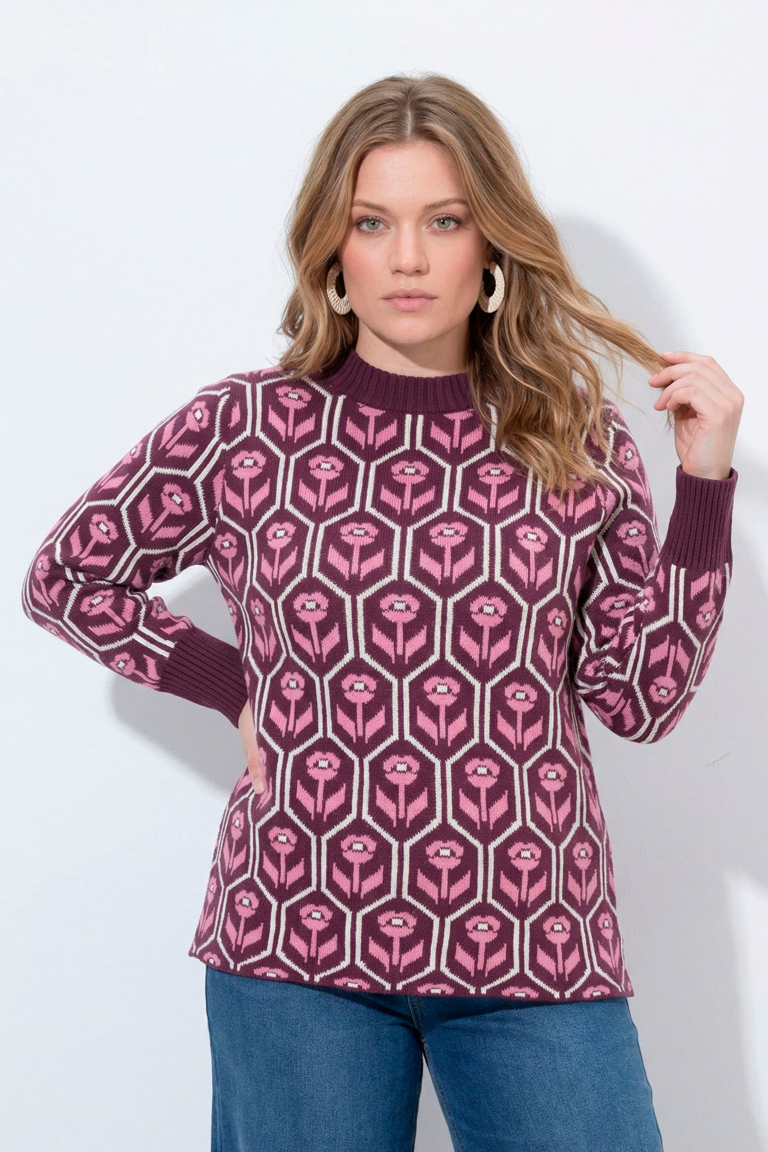 Pull en coton bio, motif à fleurs, ULLA POPKEN