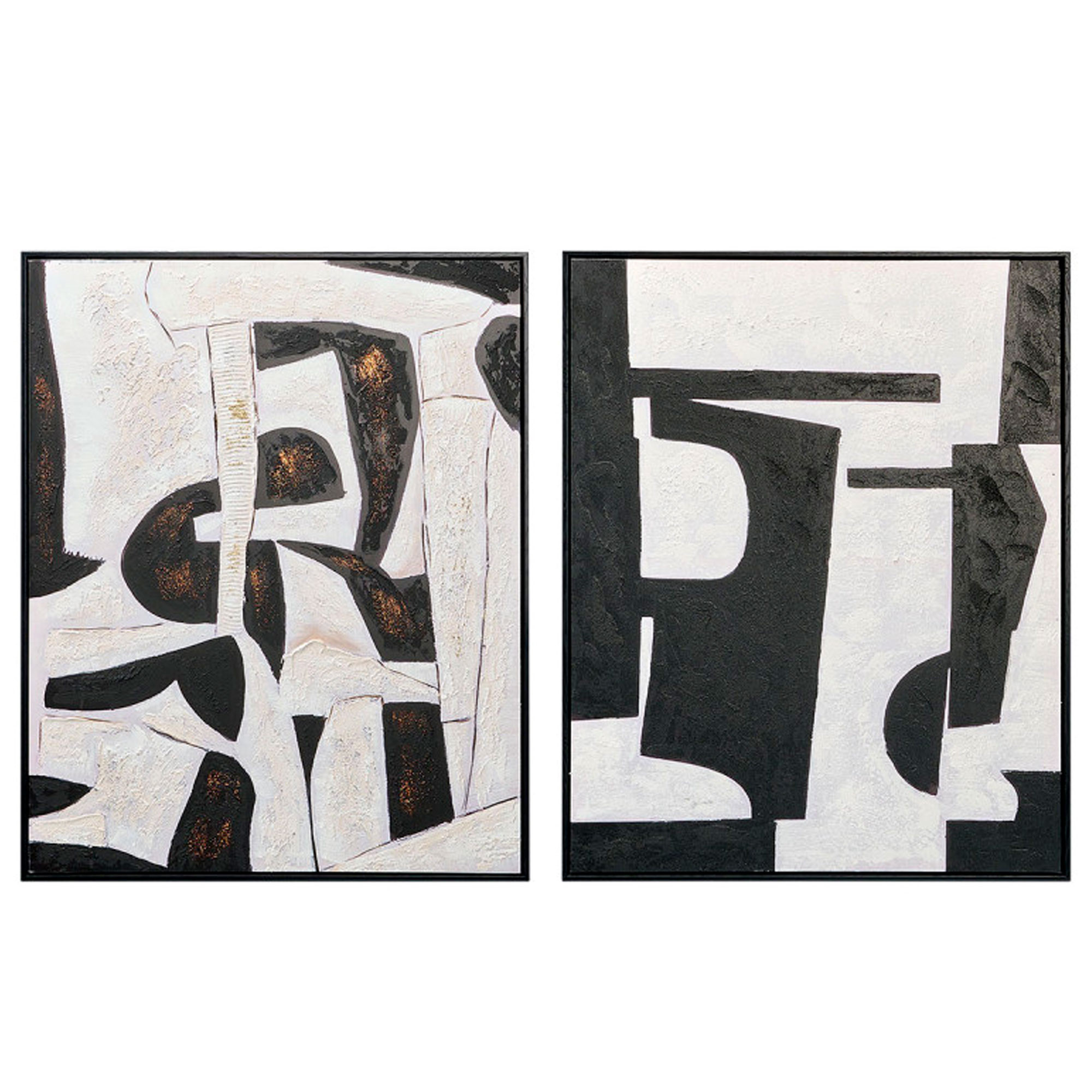 Set de 2 cadres décoratifs abstraits noir et blanc 70x90cm, WADIGA