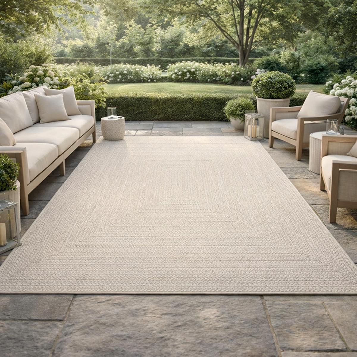 Tapis extérieur intérieur LYN13 REZY 1 aspect jute ton sur ton, UN AMOUR DE TAPIS