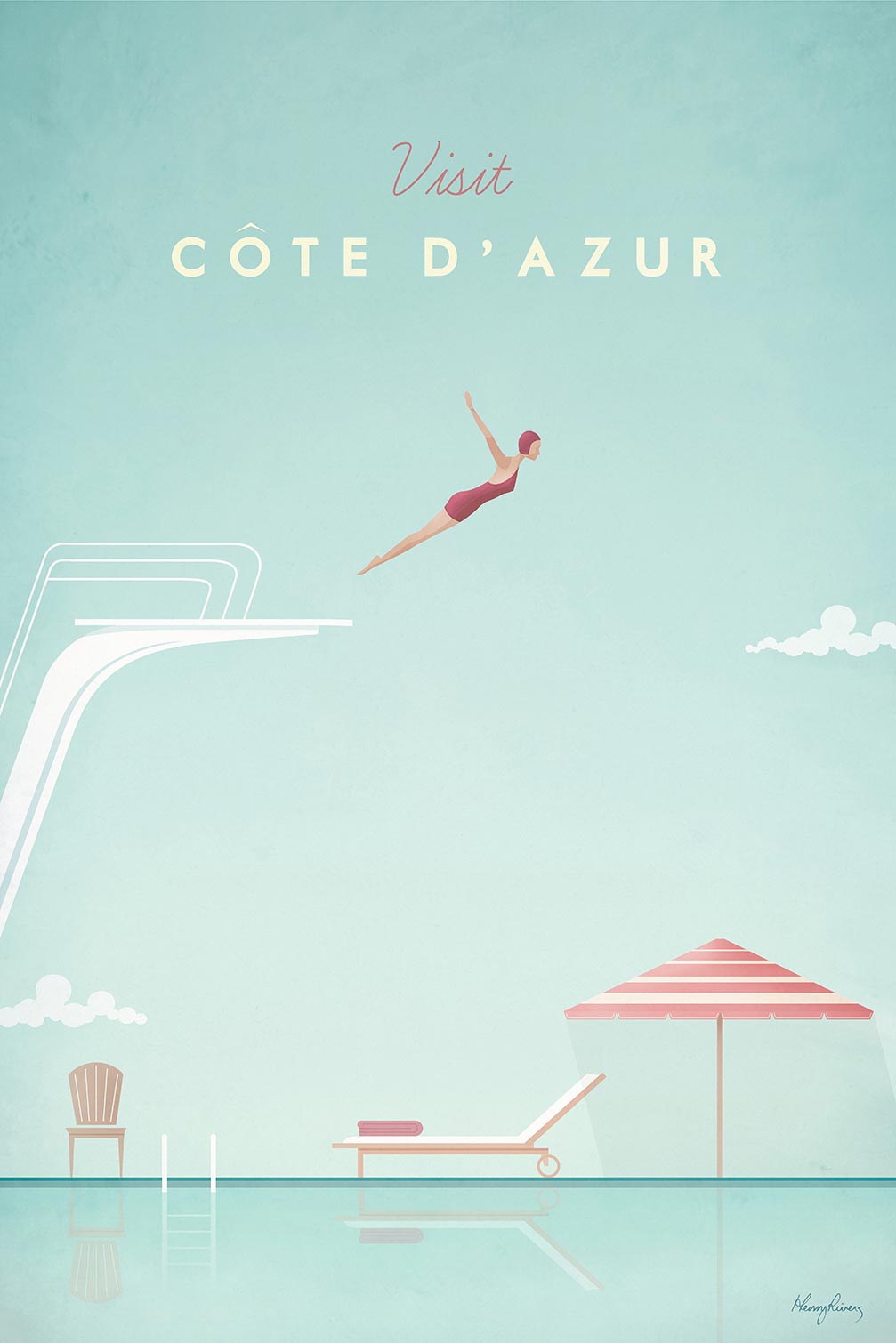 Tableau paysage cote d'azur vintage, HEXOA