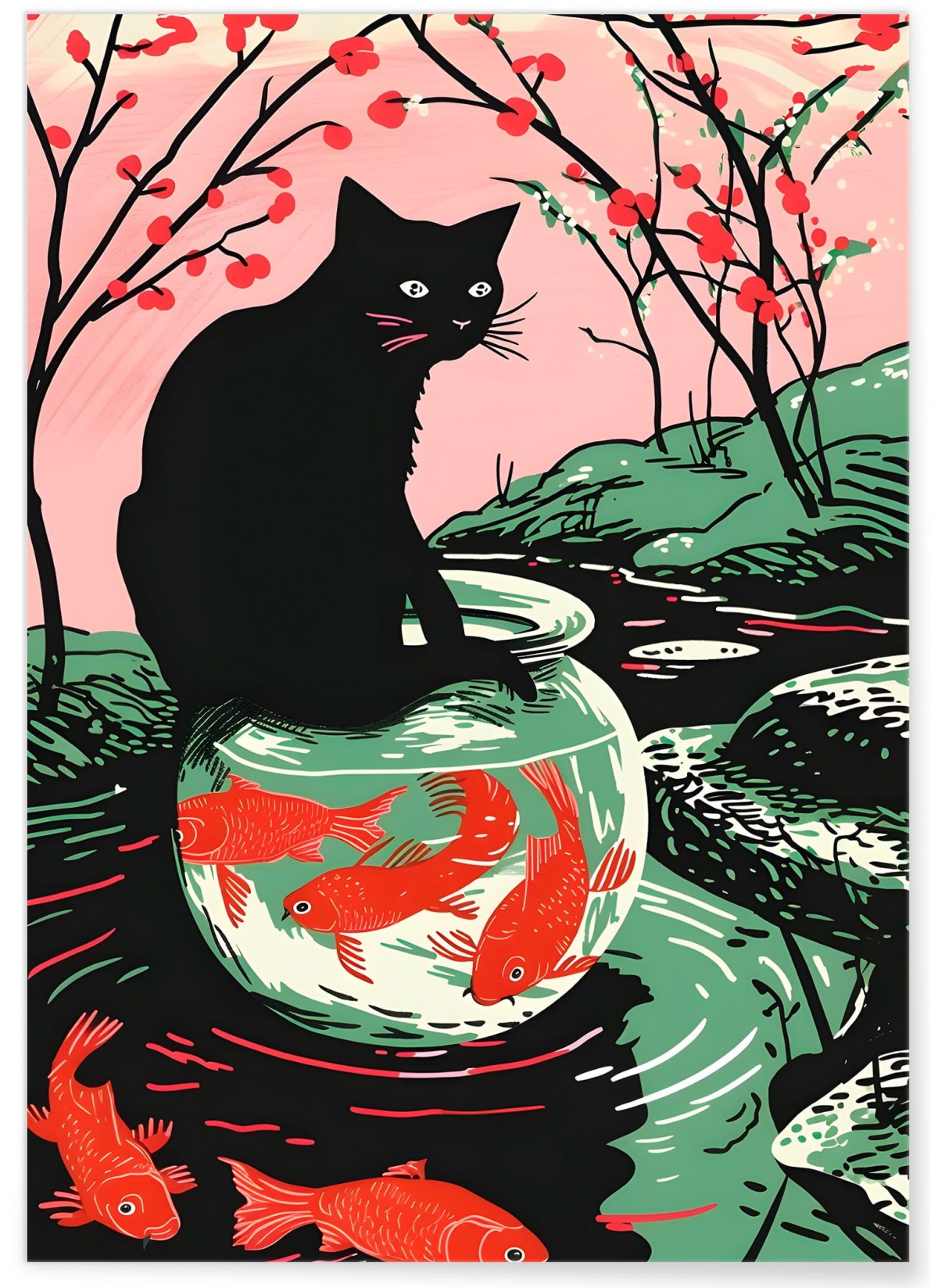 Affiche Le chat aux poissons, L'AFFICHERIE
