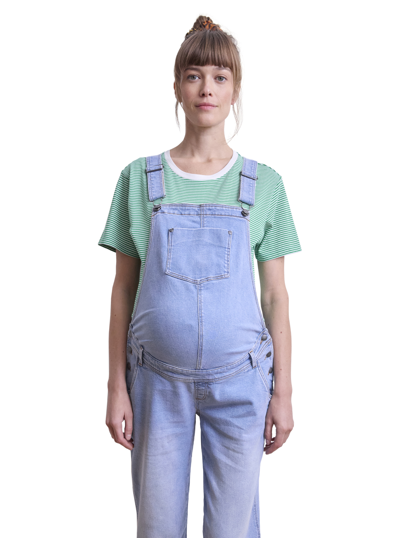 Salopette en jean coupe mom grossesse et allaitement, VERTBAUDET