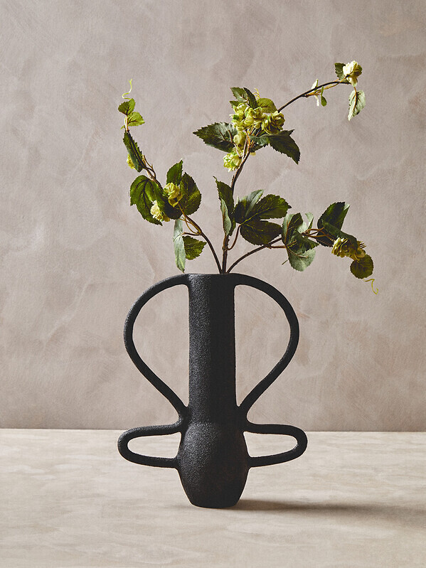 35cm Deriva Large Textured Vase in Black, FIFTY FIVE SOUTH