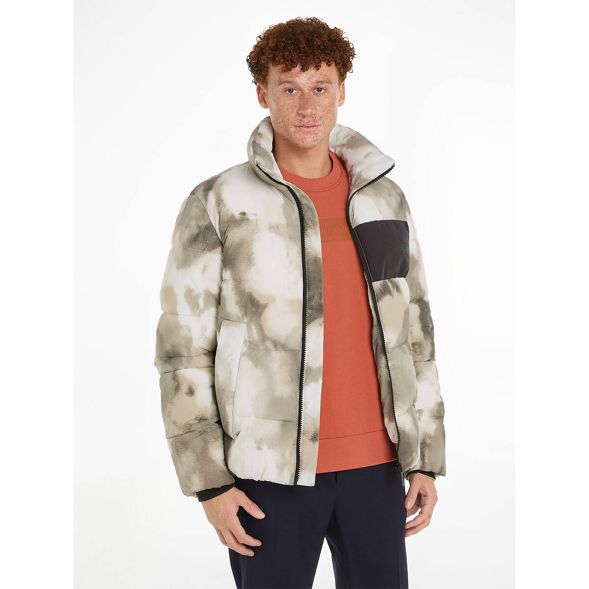Doudoune Zippé Imprimée En Nylon Froissé