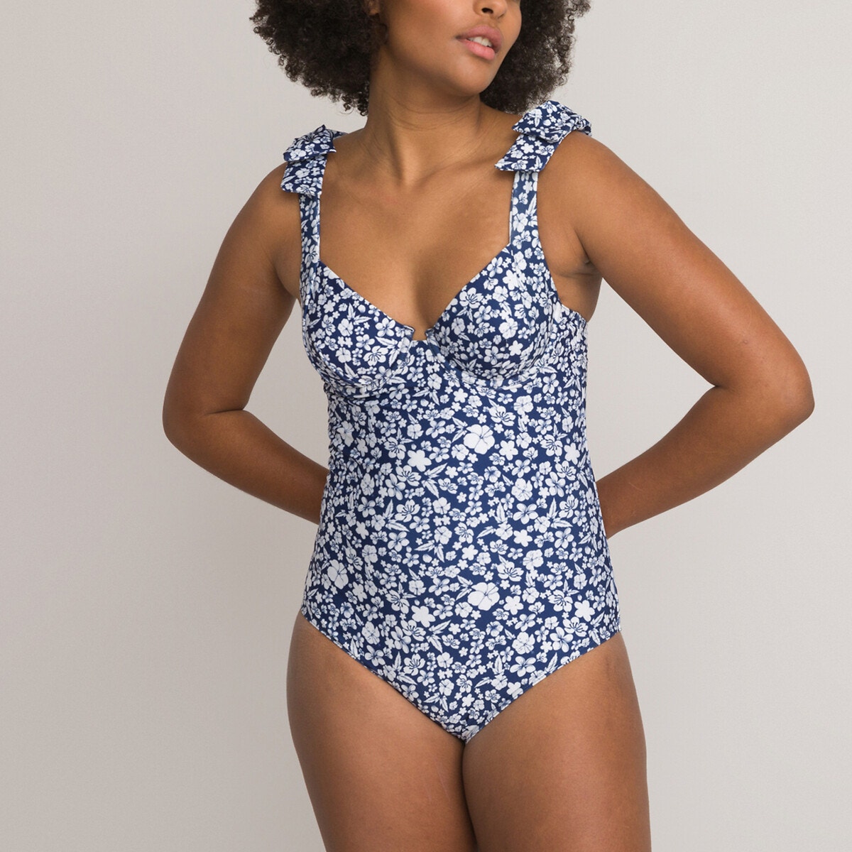 Maillot de bain 1 pi ce triangle imprim fleurs imprim fleuri