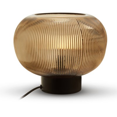 18cm Smoky Brown Ribbed Glass Table Lamp SO'HOME