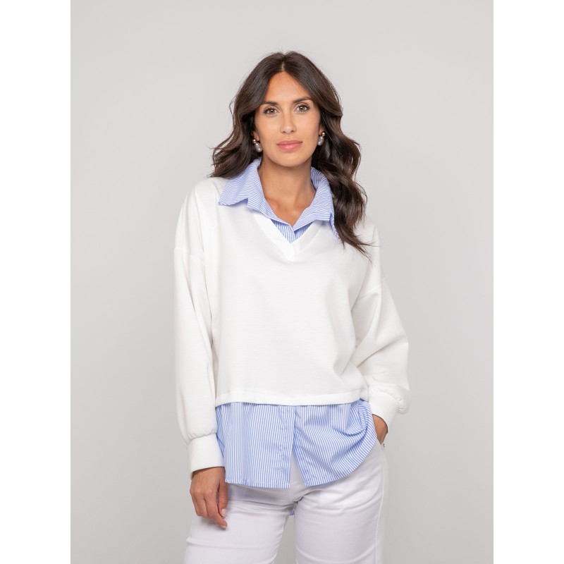 Sweat-shirt Avec Chemise Rayures Yevane, DONA LISA
