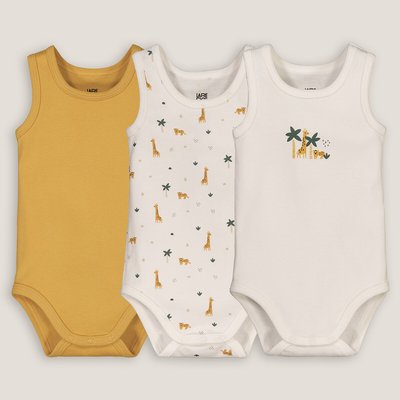 Pack of 3 Sleeveless Bodysuits in Cotton LA REDOUTE COLLECTIONS