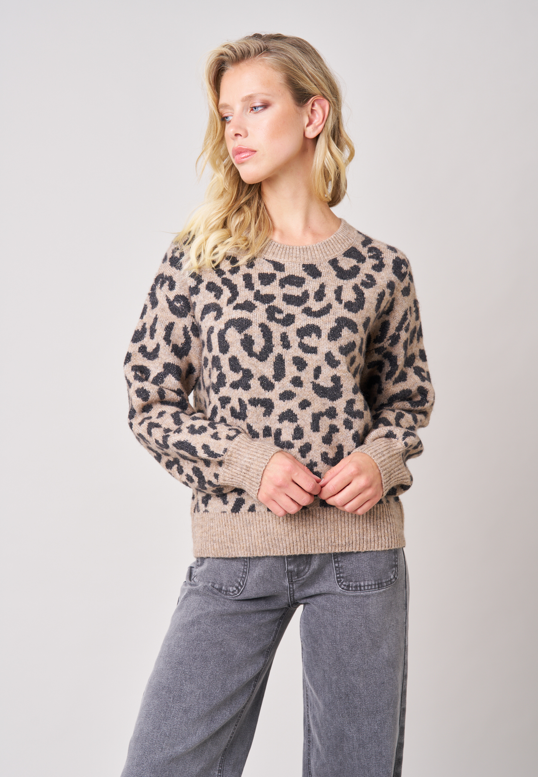 Pull femme en maille jacquard léopard NAWA, DEELUXE